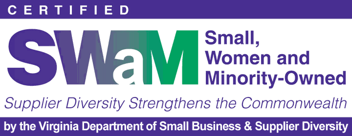 Virginia SWaM certified logo: Small, Women and Minority-Owned
